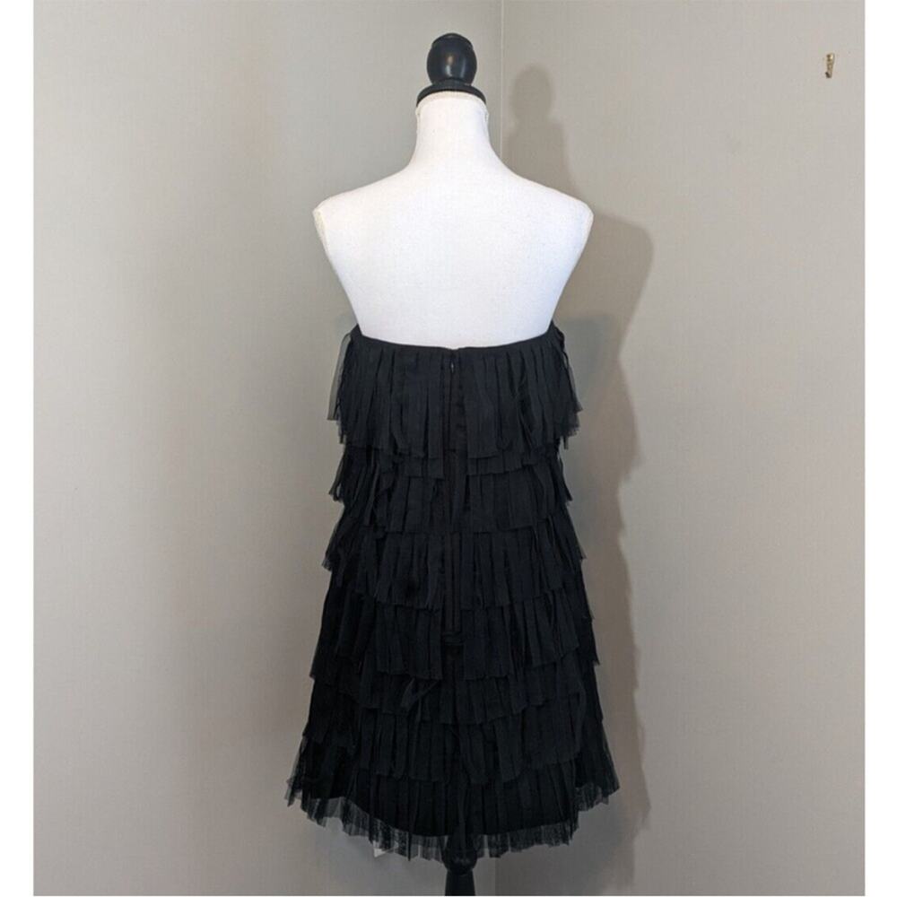 Ann Taylor Strapless Tulle Fringe Dress Black Size 6 EUC - Picture 5 of 8